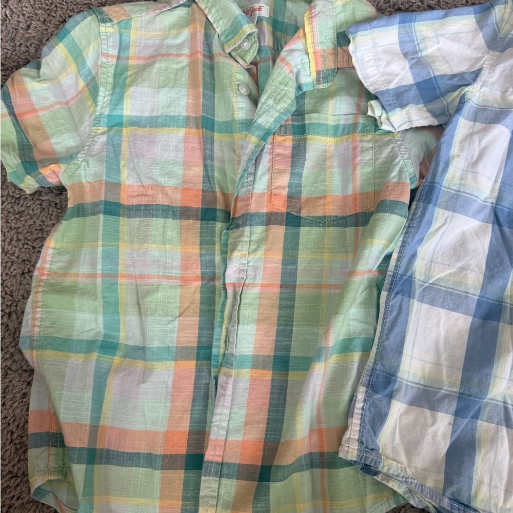 Cat & Jack Pastel Plaid Button-Down Shirt - Mint Green, Peach & Yellow